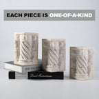 Roman Column Book Ends Decorative, 4-in-1 Heavy Duty Marble Bookend for Shelves, Unique Pen Holder & Mini Flower Vase, Classic Greek Statue for Office Home Desk Decor (2PC, Beige) - style: Classical -Beige