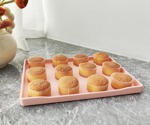 Pink Serving Tray (11.8 x 8.7 inch) for Serving Accessory, Spa, Coffee, Drinks, Wine, Tea, Bar, Party, Seasoning, Perfume and Display Use. - color: Pink-1 Tray, size: 11.8" x 8.7" x 0.8"