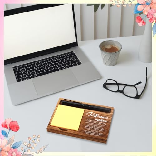 FOUGSTA Appreciation Gift for Women, Inspirational Office Decor With Wooden Notepad Pen Holder and Quotes, 16.5 x 12 x 1.5 cm, XXN6 - style: Difference maker