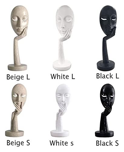 Sculpture Tabletop Decor Minimalist Woman Face Statue Thinker Office Living Room Counter Bedroom (Color : Dolphin Waves, Size : S) - color: White, size: Small