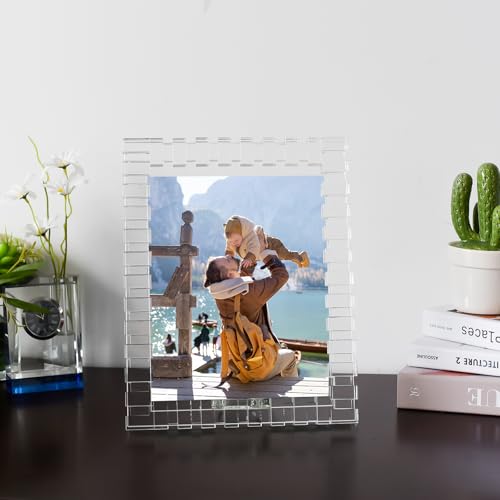 kitCom 8x10Inch Crystal Wedding Frame of Keepsake Photo Frames, Crystal Picture Frames with Sparkling Design, Tabletop Display Decor Frame(Fit 8x10 Max Photos), Clear with Gift Box - size: 8 x 10 inch