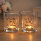 HAVITI 12PCS Votive Candle Holders Birthday Gifts for Women, Not A Day Over Fabulous Glass Tea Light Holder, Clear Floating Tealight Candle Holder Funny for Mom Sister Friends