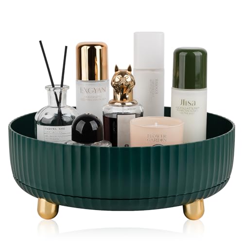 Anyoifax Makeup Perfume Organizer Tray 360 Degree Rotating Lazy Susan Skincare Lotion Organizer Spinning Cosmetics Storage for Dresser, Vanity, Bathroom Countertop, Large Teal Green - color: Teal Green, size: 11 "