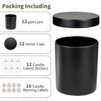 SUPMIND 12 Pack 10oz Glass Candle Jars with Lids and Sticky Labels, Empty Candle Jars for Making Candles Bulk Containers(Matte Black) - color: Black, size: 10oz