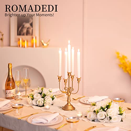 Romadedi Candelabra Gold Candle Holders - 5 Arm 11.8" Wedding Candlestick Holder for Theme Party Table Centerpiece Decor Dining Room Birthday Holiday Christmas, Set of 2 - color: Gold-5 Arm, size: 2pcs
