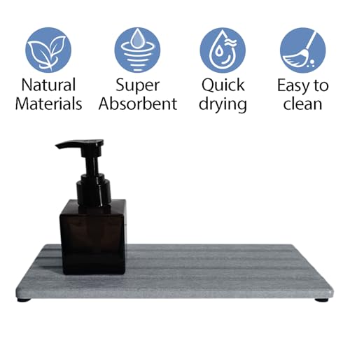 Diatomite Soap Dish, Water Absorbing Stone Tray, Kitchen Sink Organizer, Fast Drying Counter Holder (Grey, 9.5" x 4"/24 x 10cm) - color: Gray, size: 9.5" x 4" (24 x 10cm)