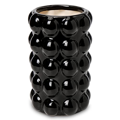 6.5" Ceramic Black Vase for Decor, Bubble Flower Vase, Boho Tall Vase for Home Decor Accents, Pottery Bud Vase Modern Decorative Dried Flower Vase - color: 6.5 Inch Black