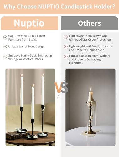 NUPTIO Black Candlestick Holders for Centerpiece: 3 PCS Tall Taper Candles Holders for Halloween - Metal Candles Stick Holder for Christmas Birthday Party Fireplace Table Decor - color: Black, size: 3 pcs