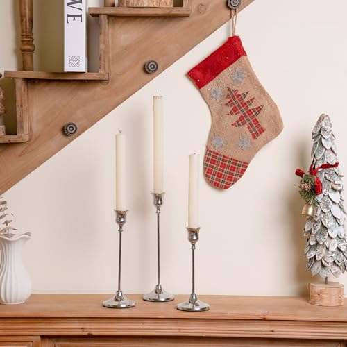 CHILL RECIPE Silver Taper Candle Stick Holders Tall Candle Holder, Vintage Candlesticks Holder Bulk for Home Decor Table Centerpiece Dining Party Festival Decorations (2 Set 6Pcs) - color: Silver, size: 2 Sets-6Pcs