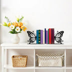 Metal Butterfly Bookends Cute Book Ends for Home Office Decor Bookshelf Decor Accessories Ideal Gift for Book Lovers(Black)