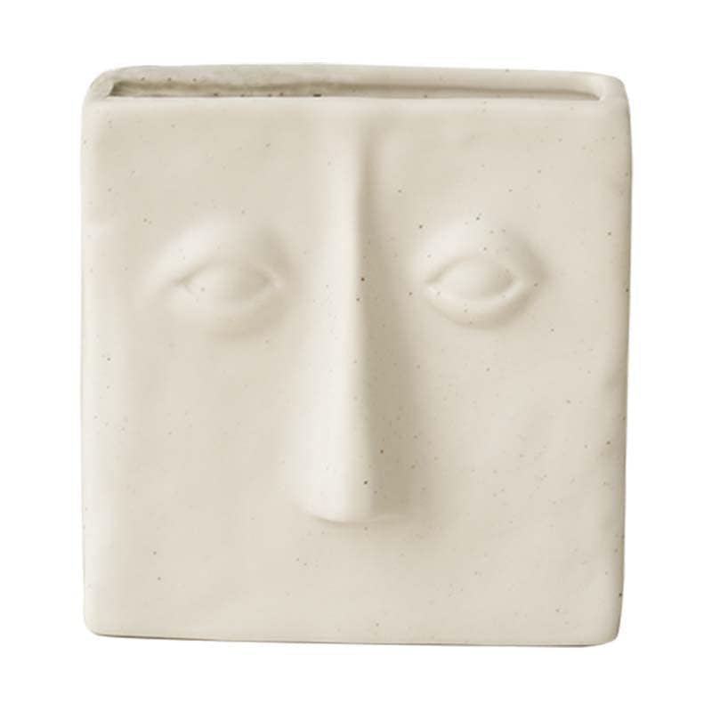 WENSHUO Abstract Square Face Pen Holder, Modern and Minimalistic Desk Accessories (Crème) - color: Crème