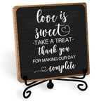 Funny Wedding Decor, Love Is Sweet Enjoy A Treat Sign Plaque, Lovely Gifts for Women Men Wedding Party Table Accessories Decorations, Bridal Shower Dessert Desk Sign - style: Wedding Sign