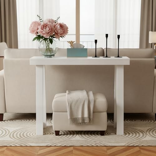 Plank+Beam Solid Wood Console Table, 36 Inch, Sofa Table, Narrow Entryway Table for Hallway, Behind The Couch, Living Room, Foyer, Easy Assembly, White - color: White, size: 36" Console Table