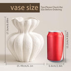 White Ceramic Vase, 6.8 Inch Modern Boho White Flower Vase for Home Decor, Unique Vase for Farmhouse Living Room Cabinet Table Centerpieces Wedding Decorations - size: Small