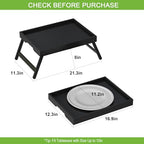 Youpehom Bed Tray Table with Folding Legs,Bamboo Breakfast in Bed for Kitchen Serving Tray,Sofa,Used As Laptop Desk Snack Breakfast Tray (Black, Large) - color: Black, size: Large