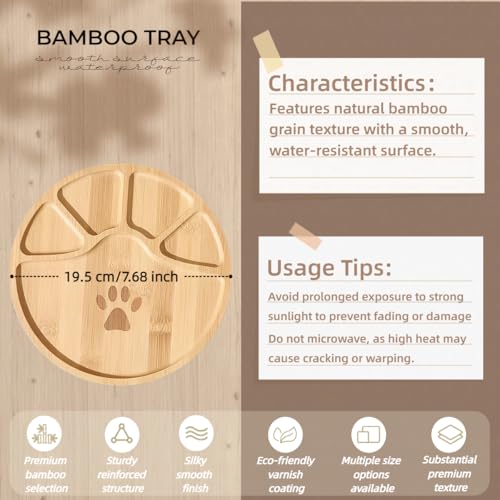 1PCS Bamboo Tray - Suitable for The Bathroom,Kitchen,Breakfast Tray and Round Decorative Tray (7.68 in * 7.68 in) - size: 7.7"