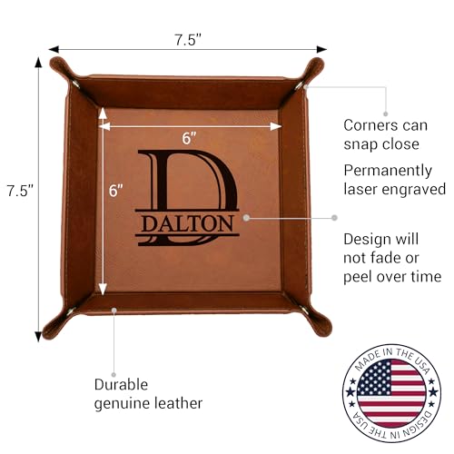 Personalized Valet Tray, Custom Engraved Leather Keys Tray for Men - Catchall Tray Organizer for Entryway Table, Unique Dad Birthday Gift from Daughter Son, Father Day - color: Personalized