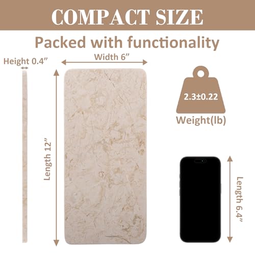Natural Marble Tray, 12" x 6" Vanity Decorative Tray for Watch, Jewelry Holder, Perfume Organizer Candle Tray for Bedroom/Bathroom/Kitchen Countertop (Crema Beige) - color: Crema Beige, size: 11.8" x 5.9" x 0.4"