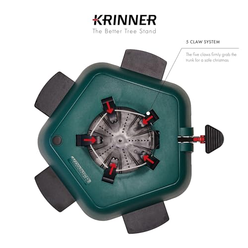Krinner Christmas Tree Genie Large - Green Tree Stand - Original Single Cable Operation, Holds up to 8 ft Live Trees - Foot Pedal Setup & Water Reservoir with Level Indicator - size: Large Standard