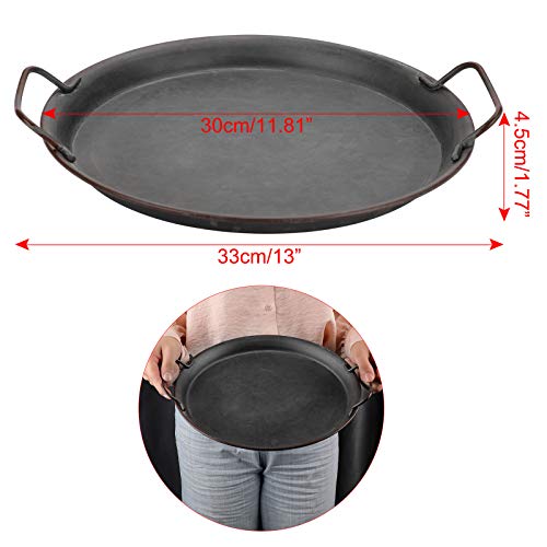 Hipiwe Industrial Style Metal Iron Tray Galvanized Serving Tray for Coffee Table, Home Decorative Centerpiece Tray Rustic Breakfast Serving Tray with Handles (Round) - style: Round