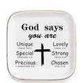 Christian Gifts for Women Birthday, Inspirational Gifts for Women Friends, Religious Spiritual Gifts for Her Mom Girl Female Coworker Sister Christian Trinket Dish Tray Jewelry Plate - style: Religious Gifts - God Says