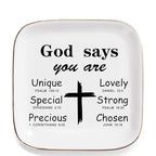 Christian Gifts for Women Birthday, Inspirational Gifts for Women Friends, Religious Spiritual Gifts for Her Mom Girl Female Coworker Sister Christian Trinket Dish Tray Jewelry Plate - style: Religious Gifts - God Says
