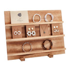 PH PandaHall 3 Tier Earring Cards Stands, Wooden Jewelry Display Stand Rack Removable Shelves Rack, Earring Display Card Holder for Displaying Bookmarks Stickers Jewelry Keychains - color: BurlyWood-3 Tier