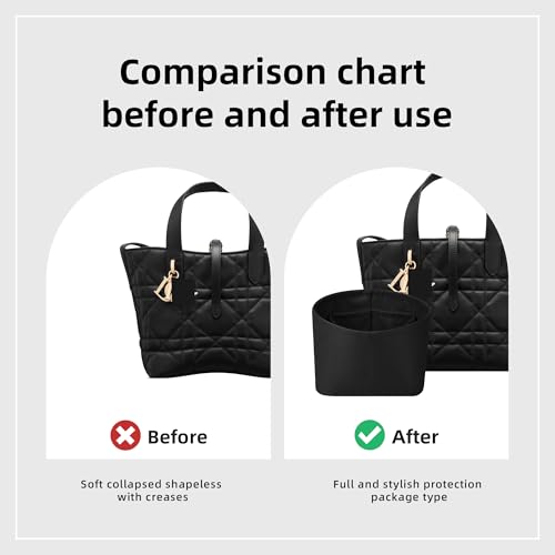 DGAZ Silk Purse Organizer Insert Fits Dior Toujours Vertical Tote Bags，Silky Smooth Bag Organizer，Luxury Handbag & Tote Shaper(Black,Mini) - color: Black, size: Mini