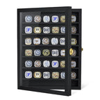 Championship Ring Display Case, 36 Ring Posts Sports Ring Display Case Wooden Shadow Box for Baseball Basketball Football Softball Award Rings Fan Souvenirs