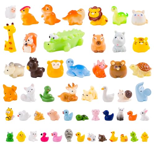 52pc Mini Resin Animal Figurines Set - Enchanted Fairy Garden & Desktop Decor, Eco-Friendly Collectible Gift | Vibrant Miniature Resin Animals for Moms, Women & Nature Lovers