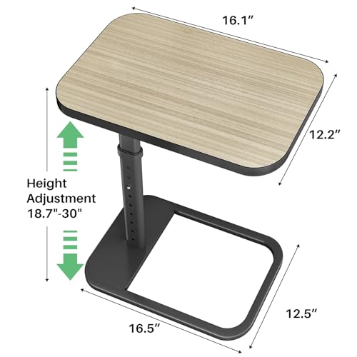 Driftwood Grey TV Tray Table, Adjustable Height & Rounded Metal Corners, Snack Table for Couch, Sofa, Bed, Chair, Living Room, C Shaped End Side Table for Eating, Dinner or Laptop, Small Spaces - color: Driftwood Gray, style: Standard