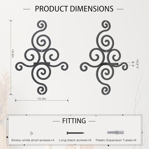OYEFLY 2 Pcs Metal Wall Candle Sconces,Black Elegant Swirling Wall Decorations (Black)