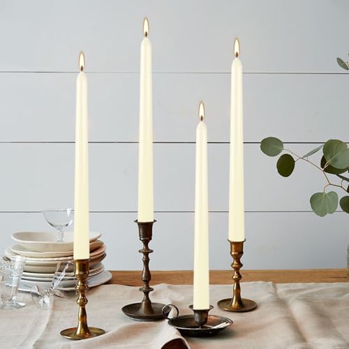 YOROXRG 36 Pack Ivory White Taper Candles, 7-8 Hours Burn Time, Unscented, Smokeless and Dripless, 0.8 x 10 Inch Dinner Candle Set for Household, Wedding, Party and Home Décor Candlesticks - color: Ivory-36