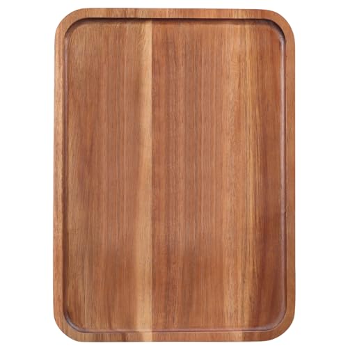 Large Serving Platters Wooden Charcuterie Boards for Party Food Dish Rectangle Acacia Wood Trays Home Decor Cheese Board Snack Appetizer Plates Rectangular Kitchen Dinner Platter Cookie Dessert Tray - size: 14" x 10" x 0.8"