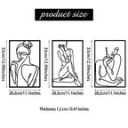 CHENGU 3 Pieces Metal Minimalist Abstract Woman Wall Art Line Drawing Wall Art Decor Single Line Female Home Hanging for Kitchen Bathroom Living Room - style: Vibrant Style