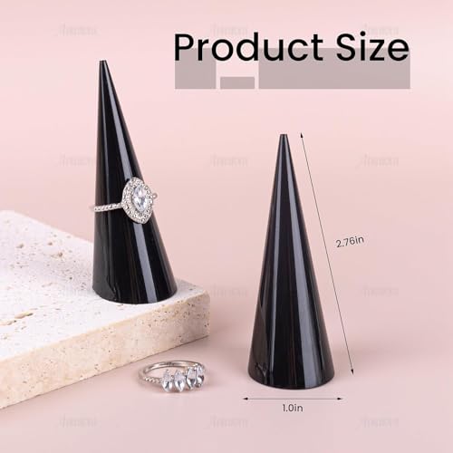 AUEAR, 6 Pack Cone Shape Acrylic for Jewelry Showcase Display Stand (Clear & Black White) - color: Clear & Black & White, size: 6 Pack