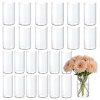 24 Pack 6 Inch Glass Vases, Clear Glass Vase Bulk Flower Cylinder Vases for Centerpieces Table Home Wedding Decorations (6"x3.4", 6"x2.6")