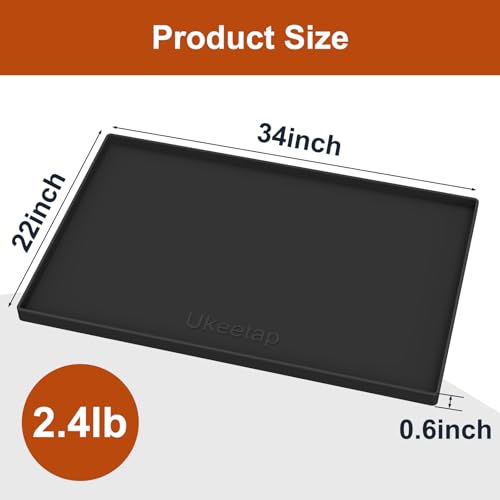 ukeetap Extra Thick Silicone Mat Waterproof with Raised Edge 34" x 22", Under Sink Mat for Kitchen & Bathroom, Kitchen Cabinet Liner, Multi-Purpose for Storage & Protection, Black - color: Black, size: 34" x 22"