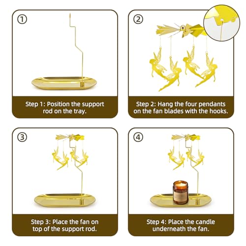 Carousel Candle Holder - Spinning Rotary Holder with Tray for Jar Candles Scented and Tea Lights, Unique Home Decor Gifts for Mom & Grandma, Mother's Day, Christmas Table Centerpiece(Fantasy Elf) - color: Fantasy Elf