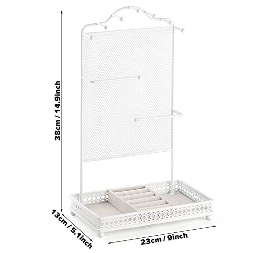 Meangood Jewelry Organizer Stand, Earring Holder Rack for Hanging Earrings Necklace Bracelets Watches Jewelry Display Large Rings Storage as Women Gift (White) - color: Earring White