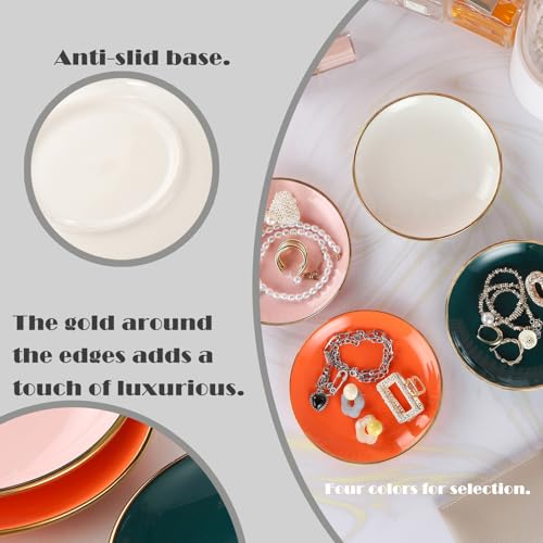 VanEnjoy 5.3 Inch Jewelry Dish Tray Small Jewelry Tray for Women Green Ceramic Trinket Dish Catch All Tray for Ring Earring Necklace Bracelet Key - color: Green