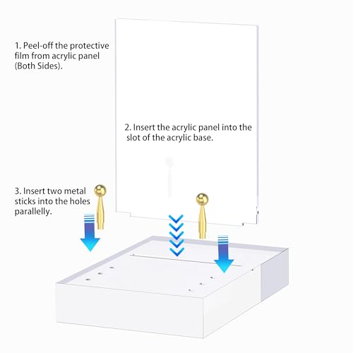 SVENJBB Acrylic Easel Display Stand with Adjustable Gold-Toned Pegs – Crystal Clear Acrylic with Floating Appearance, Ideal for Photos, Cookbooks, Invitations, and Plates, 1Pack