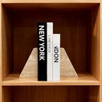 1 Piece Modern Travertine Bookend, Trapezoidal Design, Natural Stone Book Holders for Desk and Shelf (Trapezoidal - 1 Piece) - color: Trapezoidal - 1 Piece