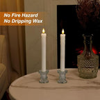 Homemory Real Wax Flameless Taper Candles with Remote Timer, 9.6 Inches White LED Flameless Candlesticks, Dripless Battery Operated Window Candles Flickering Pack of 2 for Fireplace Xmas Halloween - style: Farmhouse - White 9.6"