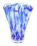 Blue Rose Polish Pottery - Blue Cobalt and Opal Confetti Ribbon Vase - 8.5" Tall - Hand-Blown Polish Glass Vase, Decorative Floral Holder for Home & Table Décor