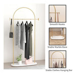 Modern Gold Coat Racks with Marble Base, Gold Clothing Racks with Shelves, Heavy Duty Clothes Rack Stand for Entryway, Bedroom, Living Room, Boutiques - style: Coat-31.5''W