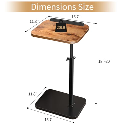 Small End Table Adjustable Height, 90° Flip-Over Panel Side Table for Small Spaces 360° Swivel TV Tray Couch Tables That Slide Under, Food Snack Trays for Sofa Bed Living Room - style: Adjustable