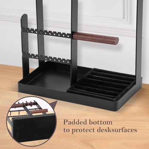 ProCase Jewelry Organizer Jewelry Stand Jewelry Holder Organizer, 5-Tier Necklace Organizer with Ring Tray, Large Aesthetic Jewelry Tower Storage Rack Tree for Bracelets Earrings Rings -Large, Black - color: Black, size: 13.4" Height