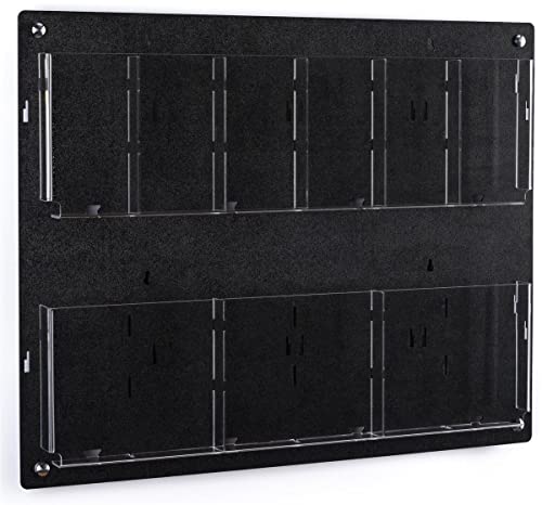 Displays2go Tiered Brochure Rack for Wall, 6-12 Adjustable Pockets, Frameless Acrylic - Black (2RP6BLK) - color: Black, size: 6 Pockets