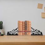Mountain and Pine Tree Metal Bookends, Cabin Decor, Mountain Decor, Unique Bookends, Decorative Bookends for Home Farmhouse Office Desk Shelf Bookshelf Rustic Room Decor(Tree)
